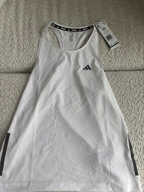 adidas White Mesh Racerback Tank with Black Accents